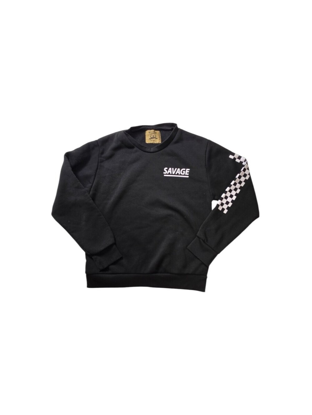 Brooklyn Laundry Savage Checkerboard Sweatshirt Black L Skater Racing Graphic